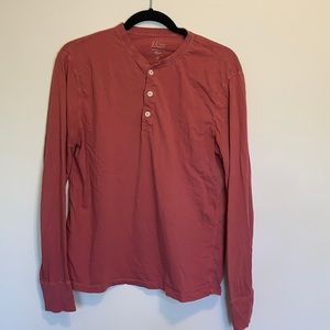 J Crew Medium Slim Red Long Sleeve Henley Shirt